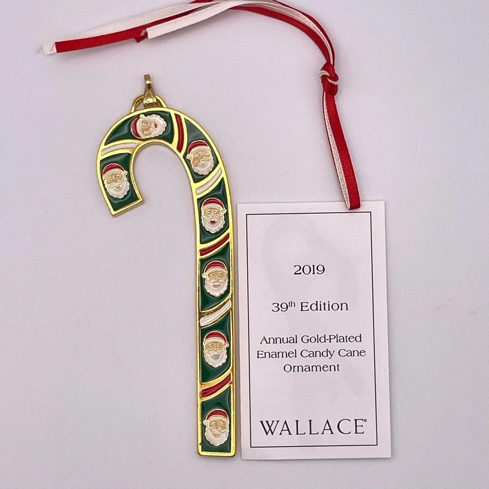 Wallace 2019 Gold-Plated Candy Cane Ornament 39th Edition Santa Claus‎ Christmas
